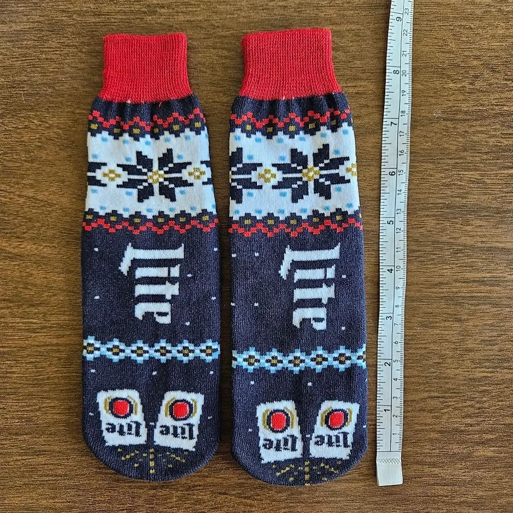 Miller Lite‎ Novelty Socks Unisex Small Crew Festive Novelty Print Gag Gift Beer